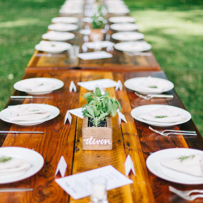 Table settings outdoors